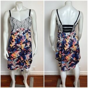 RACHEL ROY - Multi Pattern Dress. Leaf Print with Triple Slat back. Size 10